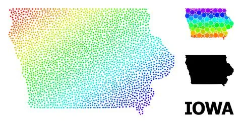 Vector Spectrum Gradient Pixelated Map of Iowa State イラスト素材