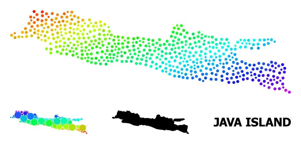 Vector Spectrum Gradient Pixelated Map of Java Island Ilustração Stock