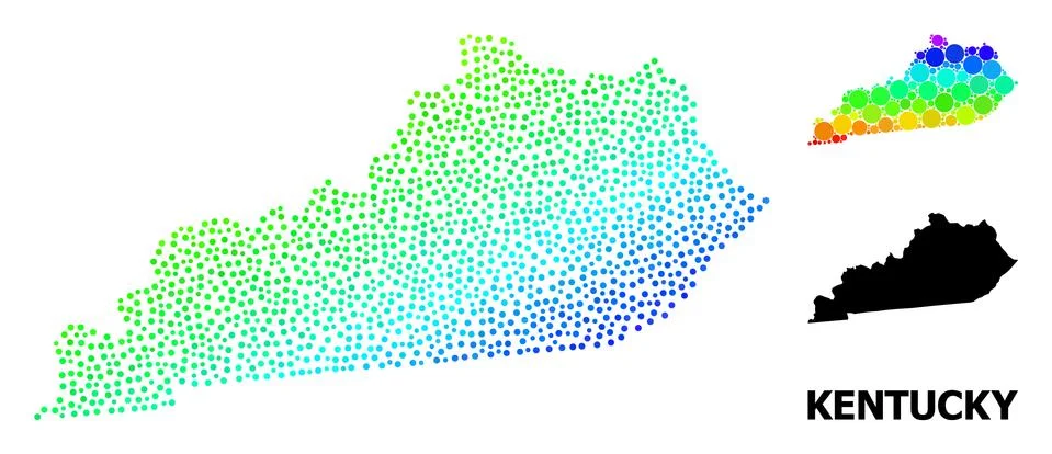Vector Spectrum Gradient Pixelated Map of Kentucky State Stock Illustration