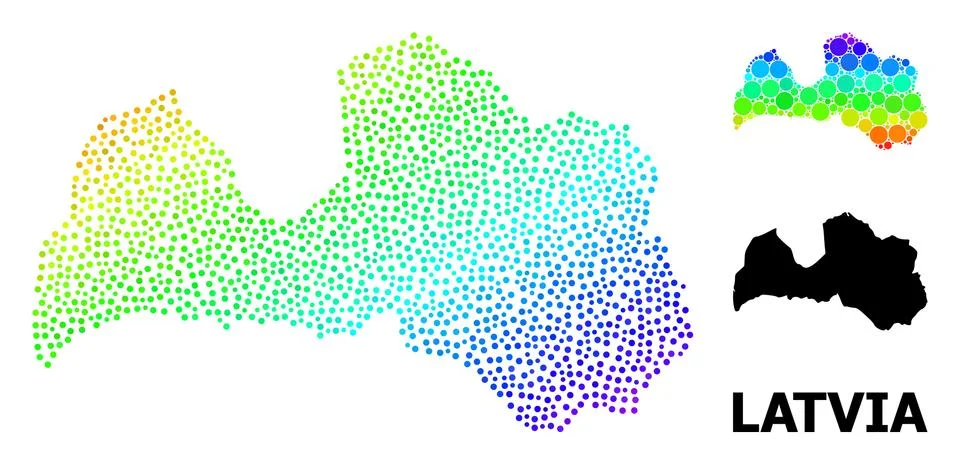 Vector Spectrum Gradient Pixelated Map of Latvia Stock Illustration