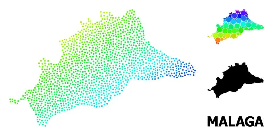 Vector Spectrum Gradient Pixelated Map of Malaga Province イラスト素材