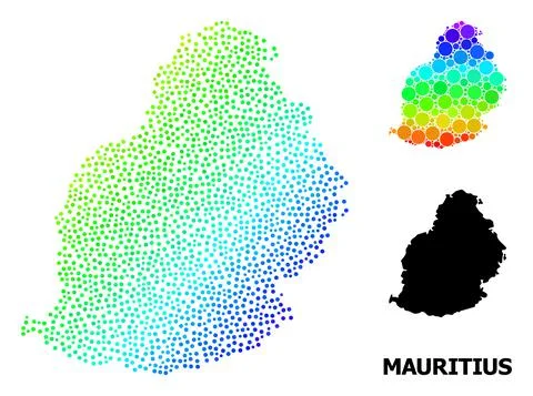 Vector Spectrum Gradient Pixelated Map of Mauritius Island イラスト素材