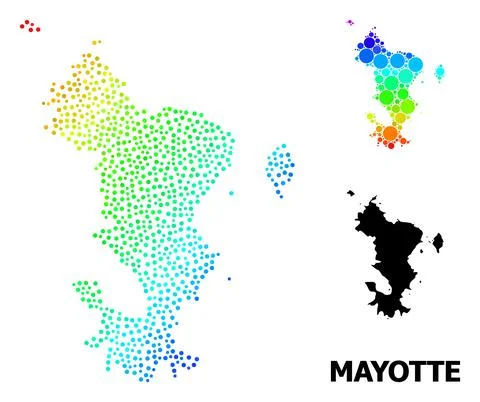 Vector Spectrum Gradient Pixelated Map of Mayotte Islands Stock Illustration