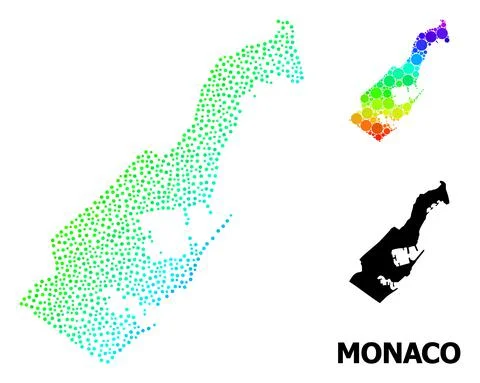 Vector Spectrum Gradient Pixelated Map of Monaco イラスト素材