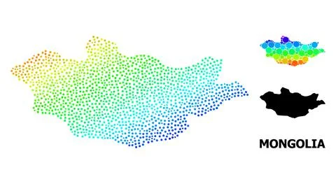 Vector Spectrum Gradient Pixelated Map of Mongolia イラスト素材