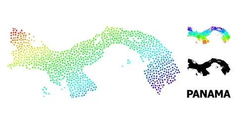Vector Spectrum Gradient Pixelated Map of Panama イラスト素材