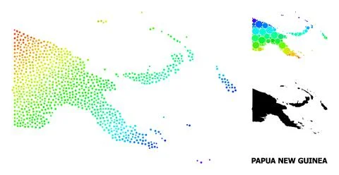 Vector Spectrum Gradient Pixelated Map of Papua New Guinea イラスト素材