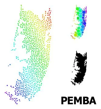 Vector Spectrum Gradient Pixelated Map of Pemba Island イラスト素材