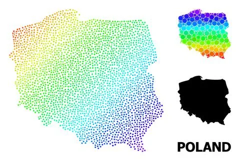 Vector Spectrum Gradient Pixelated Map of Poland Stock Illustration