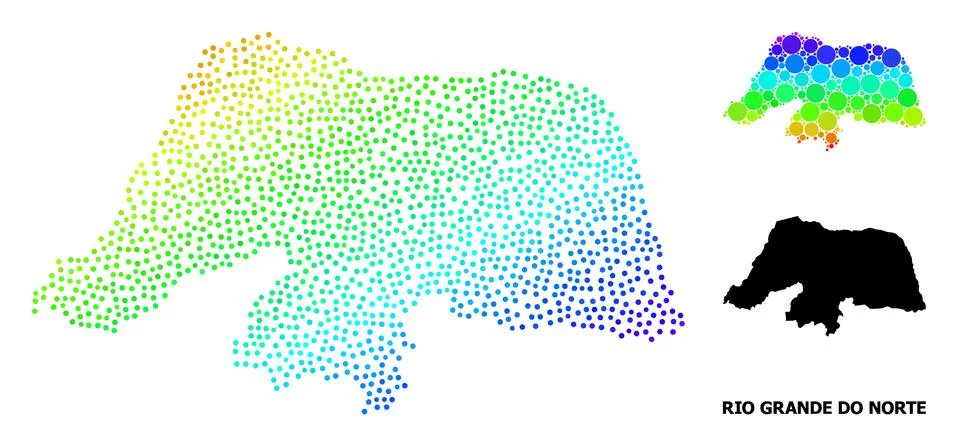 Vector Spectrum Gradient Pixelated Map of Rio Grande Do Norte State イラスト素材