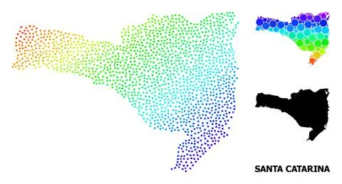 Vector Spectrum Gradient Pixelated Map of Santa Catarina State Stock Illustration