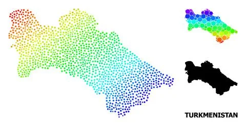 Vector Spectrum Gradient Pixelated Map of Turkmenistan イラスト素材