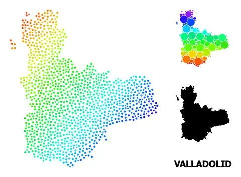 Vector Spectrum Gradient Pixelated Map of Valladolid Province Stock Illustration