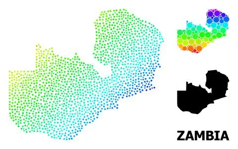 Vector Spectrum Gradient Pixelated Map of Zambia Stock Illustration