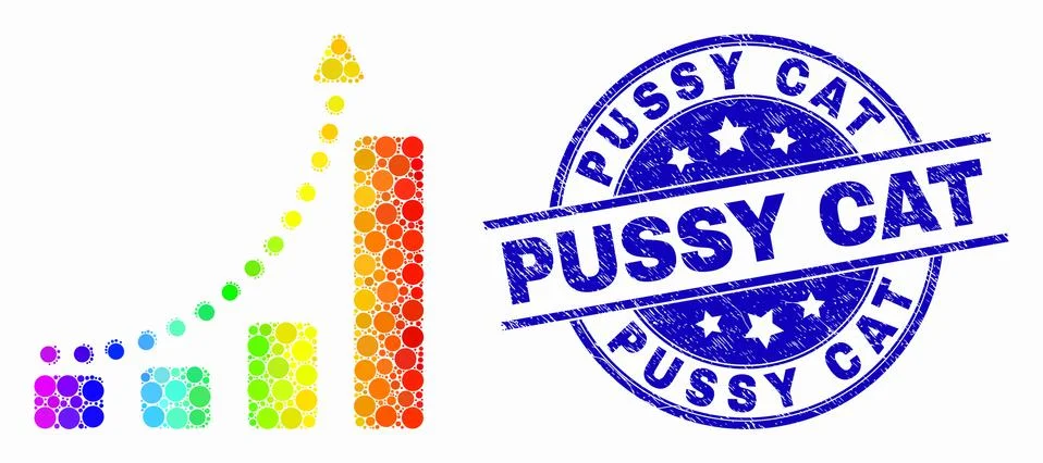 Vector Spectrum Pixel Fast Growing Trend Icon and Distress Pussy Cat Watermark Stock Illustration