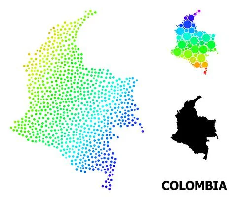 Vector Spectrum Pixel Map of Colombia Illustrazione stock