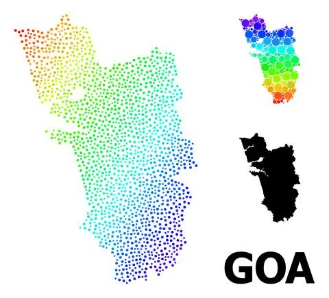 Vector Spectrum Pixel Map of Goa State Illustrazione stock