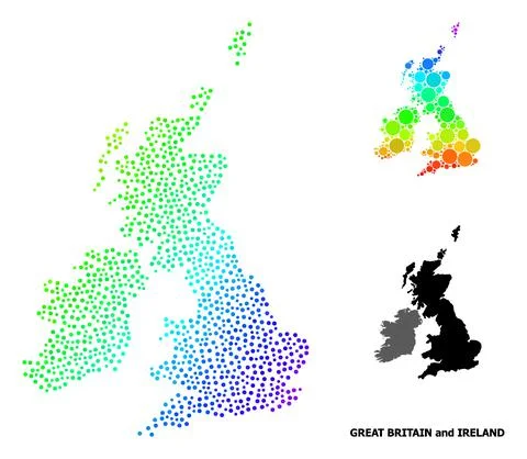 Vector Spectrum Pixel Map of Great Britain and Ireland イラスト素材