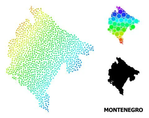 Vector Spectrum Pixel Map of Montenegro 스톡 일러스트