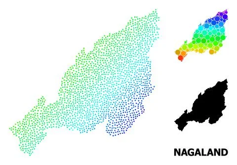 Vector Spectrum Pixel Map of Nagaland State 스톡 일러스트