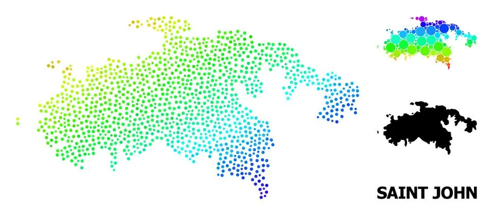 Vector Spectrum Pixel Map of Saint John Island 스톡 일러스트