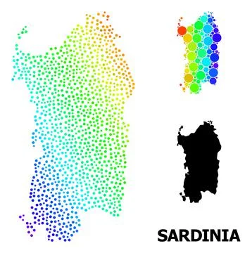 Vector Spectrum Pixel Map of Sardinia Region Illustrazione stock