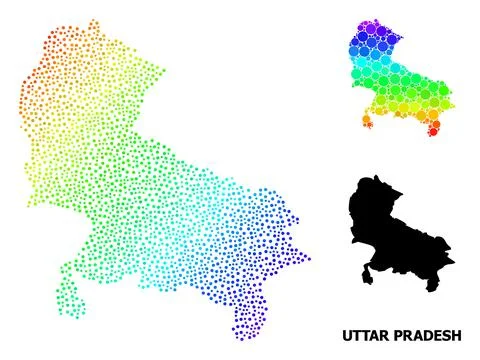 Vector Spectrum Pixel Map of Uttar Pradesh State 스톡 일러스트
