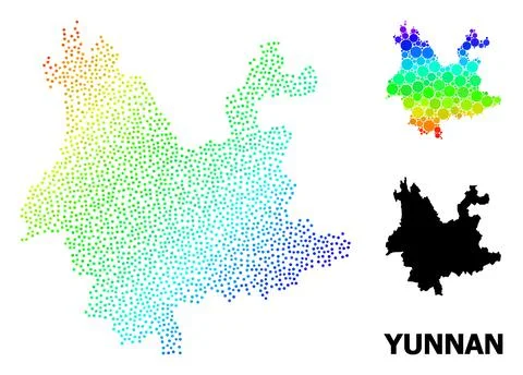 Vector Spectrum Pixel Map of Yunnan Province Illustrazione stock