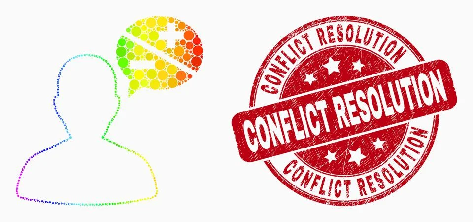 Vector Spectrum Pixel Person Arguments Icon and Grunge Conflict Resolution Se Stock Illustration