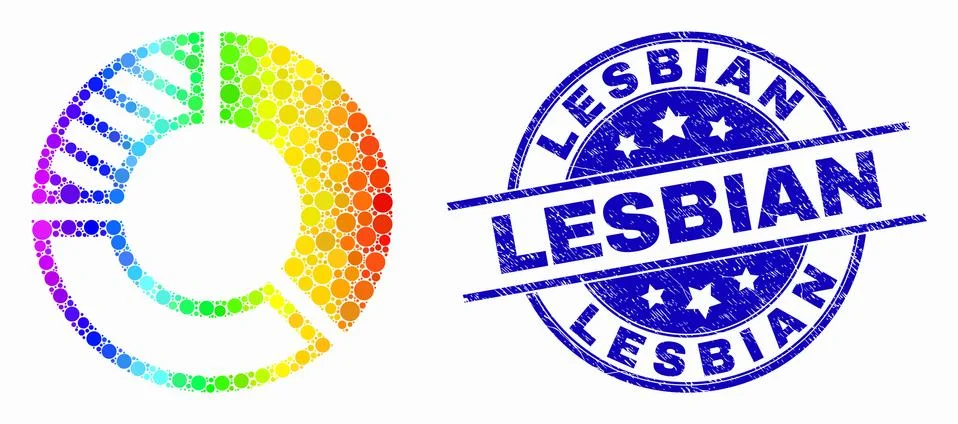 Vector Spectrum Pixel Pie Chart Icon and Grunge Lesbian Watermark Stock Illustration