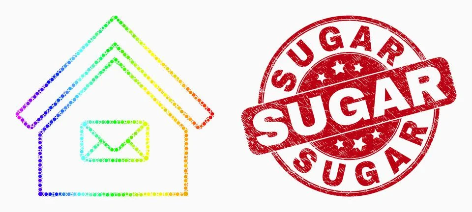 Vector Spectrum Pixel Post Office Icon and Scratched Sugar Stamp Seal Ilustración de archivo