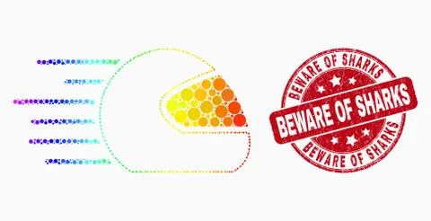 Vector Spectrum Pixel Speed Motorcycle Helmet Icon and Scratched Beware of Stock Illustration