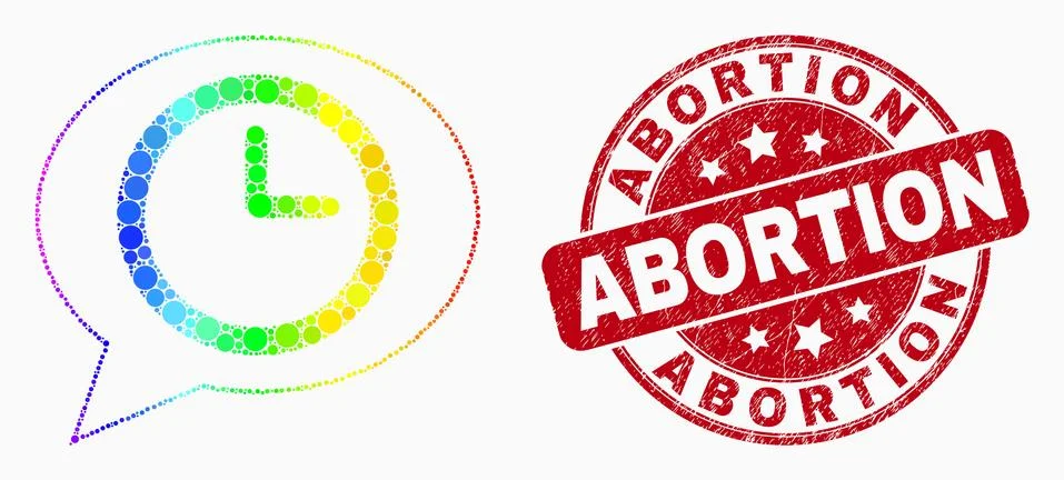 Vector Spectrum Pixel Time Message Balloon Icon and Distress Abortion Stamp Stock-Illustration