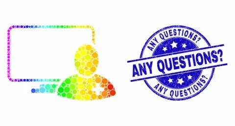 Vector Spectrum Pixelated Computer Doctor Icon and Scratched Any Questions Stock Illustration
