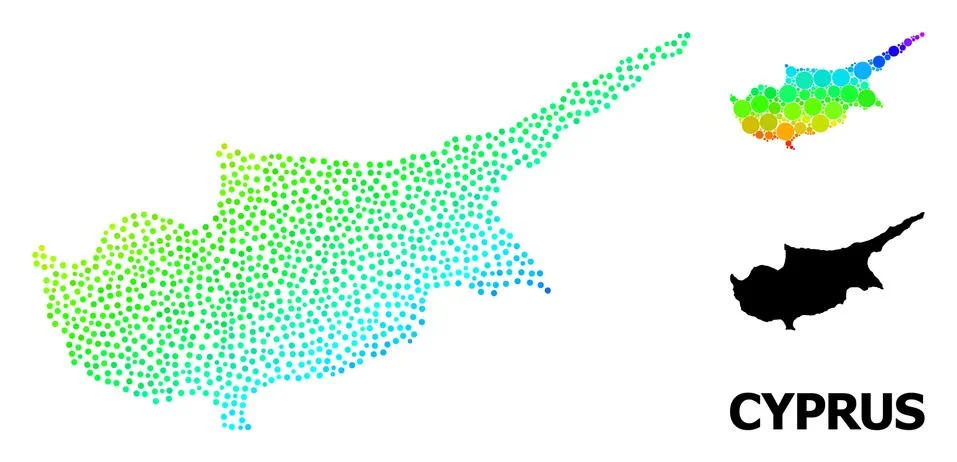 Vector Spectrum Pixelated Map of Cyprus Island Illustrazione stock