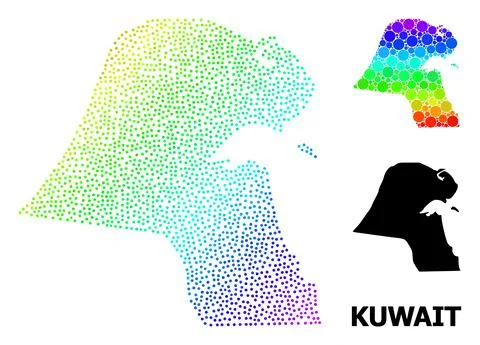 Vector Spectrum Pixelated Map of Kuwait Illustrazione stock
