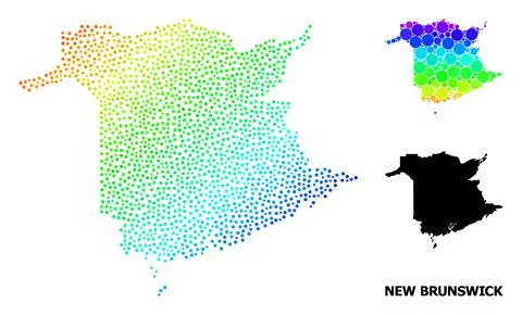 Vector Spectrum Pixelated Map of New Brunswick Province 스톡 일러스트
