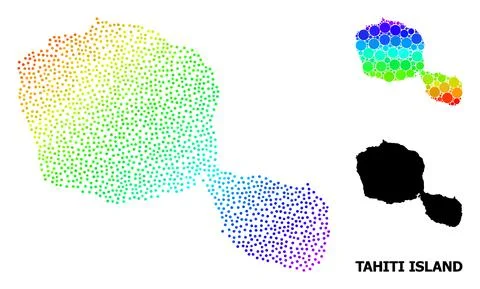 Vector Spectrum Pixelated Map of Tahiti Island Stock Illustration