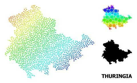 Vector Spectrum Pixelated Map of Thuringia State Illustrazione stock