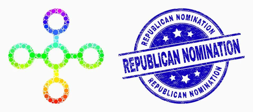 Vector Spectrum Pixelated Network Node Icon and Distress Republican Nomination Stock Illustration