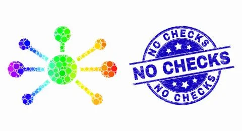 Vector Spectrum Pixelated Node Links Icon and Grunge No Checks Seal Illustrazione stock