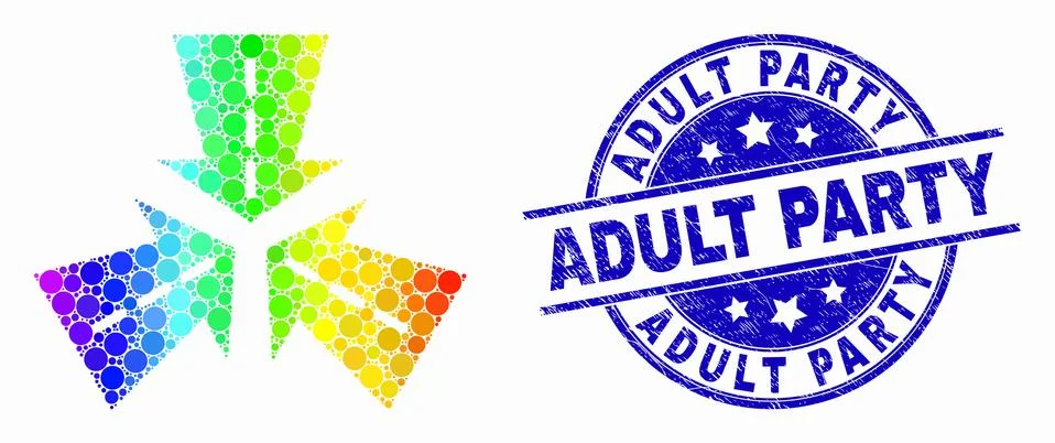 Vector Spectrum Pixelated Triple Roads Intersection Icon and Distress Adult Stock Illustration