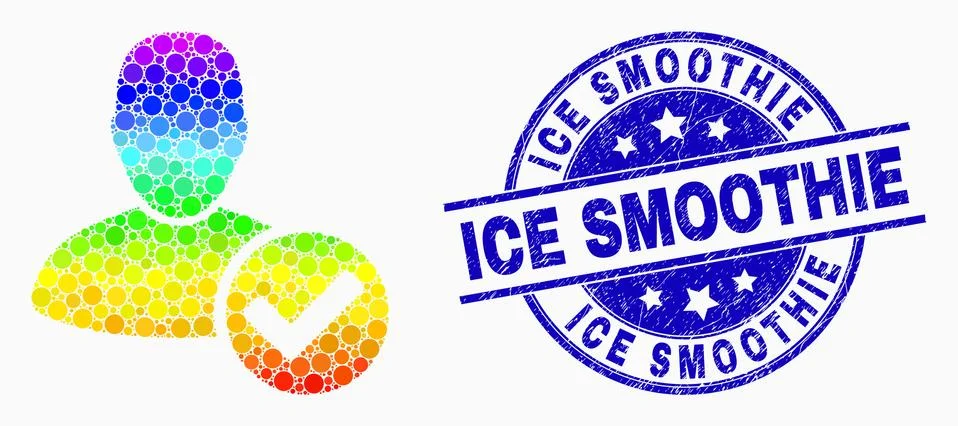 Vector Spectrum Pixelated Valid User Icon and Scratched Ice Smoothie Stamp Seal Stock Illustration
