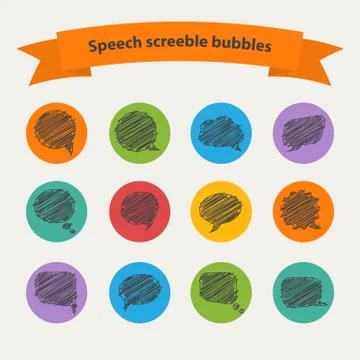 Vector Speech black doodle  scrabble bubbles Stock Illustration