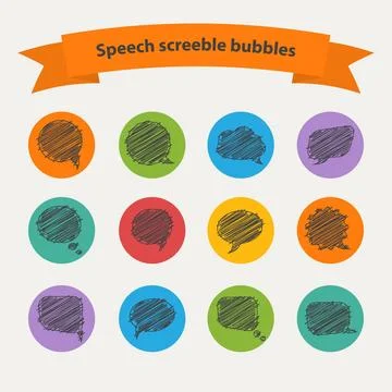 Vector Speech black doodle scrabble bubbles Vector Speech black doodle scr... Stock Photos
