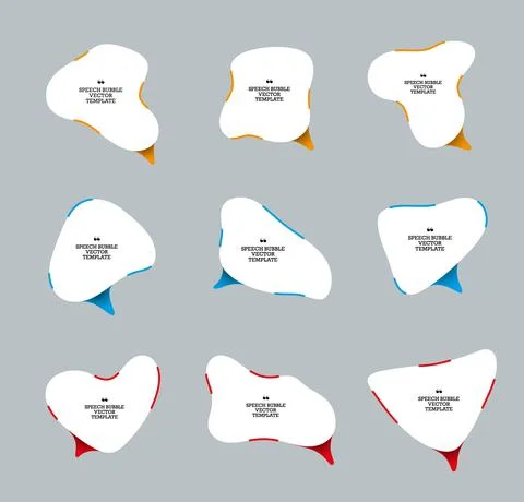 Vector speech bubble with dotted color stroke, bright triangular leg with sha Stock Illustration