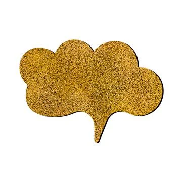 Vector speech bubble with golden glitter effect. Isolated glowing gold banners Stock Illustration