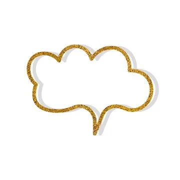 Vector speech bubble with golden glitter effect. Isolated glowing gold banners Stock Illustration