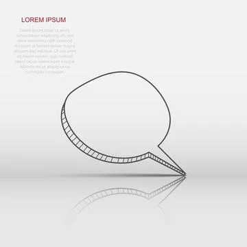 Vector speech bubble icon in flat style. Hand drawn speech bubble sign illu.. Illustrazione stock