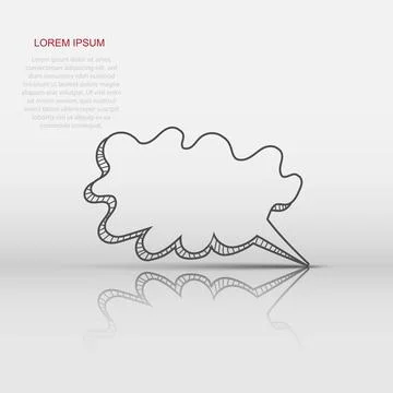 Vector speech bubble icon in flat style. Hand drawn speech bubble sign illu.. Illustrazione stock